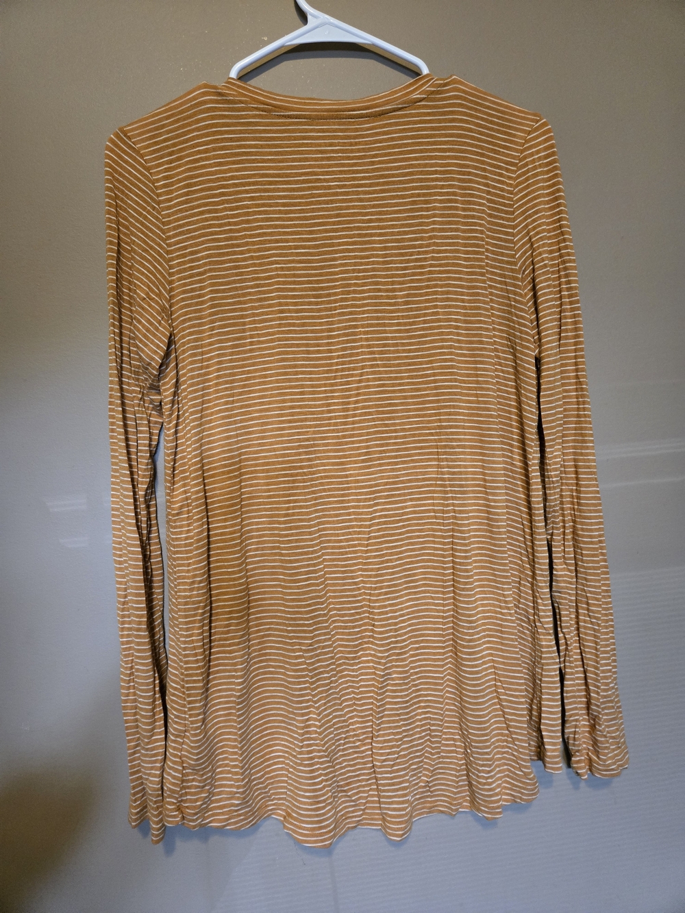 American Eagle Outfitters Mustard and White Long Sleeve Striped Tee